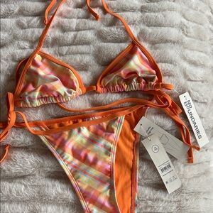 Orange Plaid Bikini Set